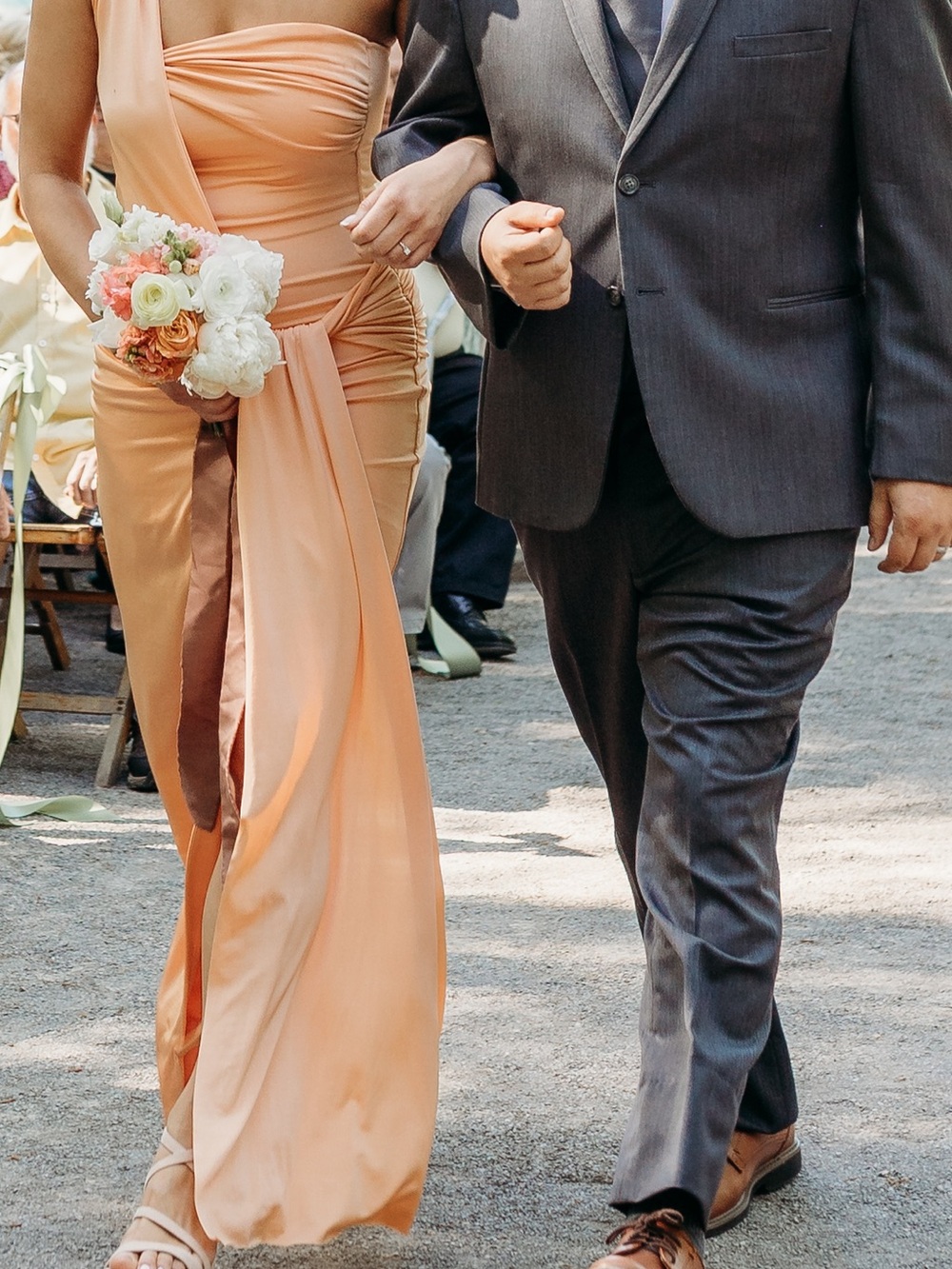 Club L London Ermina Peach One-Shoulder Twist Wrap Maxi Dress